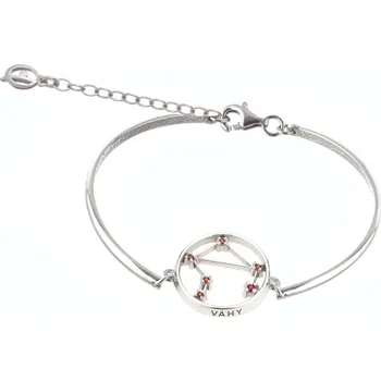 Náramek Stříbrný náramek s českým granátem, rhodiovaný - zvěrokruh, váhy