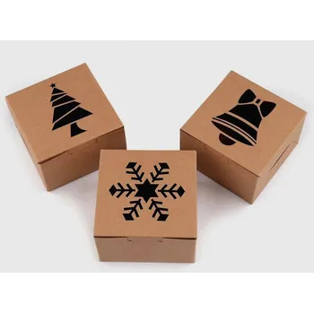 Dárková krabička Papírová vánoční krabička 10 x 10 cm - VLOČKA