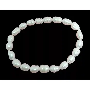 Náramek Elegantní náramek z bílých říčních perel – ručně navlékaný