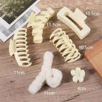 Velké sponky do vlasů pro ženy | dámské módní doplňky | vlasové doplňky - 6ks béžovobílá směs