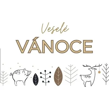 Přání v obálce Veselé vánoce s divočákem a jelínkem