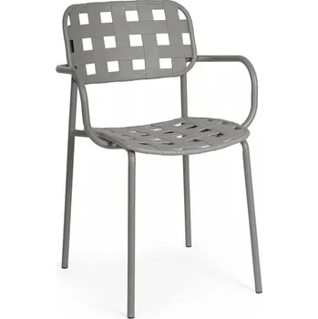 BIZZOTTO Zahradní jídelní židle CLOVER šedá s područkami 0650036