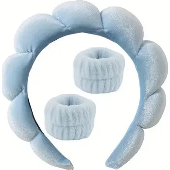 Čelenka Retro látková čelenka na make-up | vlasový doplněk, čelenka pro ženy - pleuche-světle modrá-771