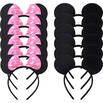 Čelenka Dětská čelenka s ušima myšky | černá čelenka, dětské vlasové doplňky - 6 Růžová 6 Černá