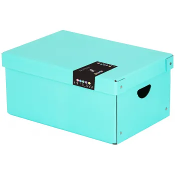 Archivační box Krabice úložná lamino PASTELINi - modrá / 35,5 x 24 x 16 cm