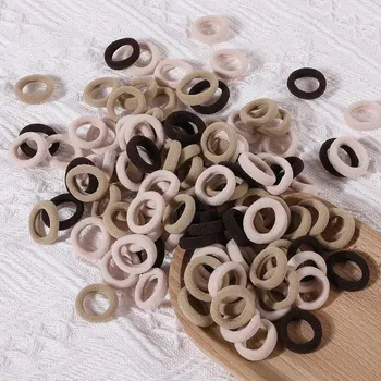 Barevné elastické gumičky do vlasů pro děti | dětské vlasové gumičky | vlasové doplňky 100 ks - káva smíchaná