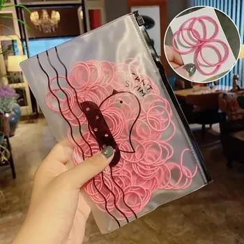 Barevné elastické gumičky do vlasů pro děti | dívčí doplňky | vlasové gumičky 100 ks - růžový