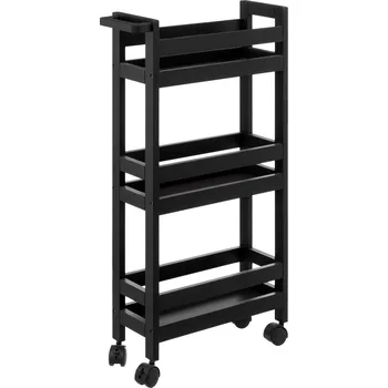 Koupelnový nábytek 5five Simply Smart Extra úzký koupelnový regál na kolečkách, 3 police, šířka 15 cm, černý
