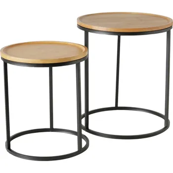 Konferenční stolek Boltze Sada odkládacích stolků s bambusovou deskou BORINO, výška 38-45 cm