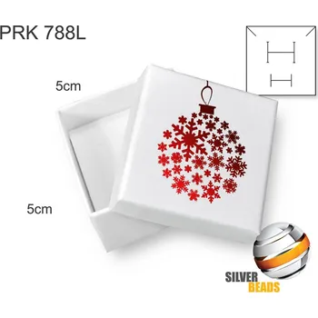 Dárková krabička Krabička na šperky. Materiál papír . Ozn. PRK 787L. Velikost 5x5cm. Barva Bílá se červeným zdobením