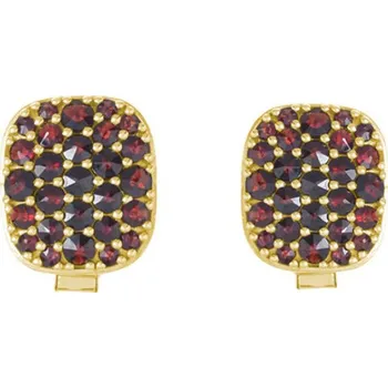 Manžetový knoflíček Stříbrné manžetové knoflíky s českým granátem, zlacené - čtverec