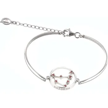 Náramek Stříbrný náramek s českým granátem, rhodiovaný - zvěrokruh, kozoroh