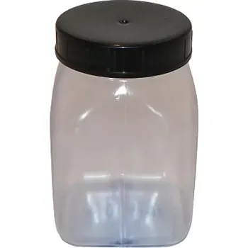 Dóza na potraviny 310-70597 PVC DÓZA 200 ML ČIRÁ ŠIROKOHRDLÁ HRANATÁ, BEZ UZÁVĚRU