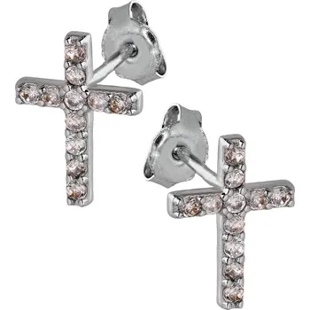 Náušnice Zlaton Náušnice bílé zlato kříž s kameny 1.10cm 1.45g 000591610244
