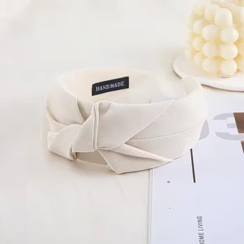 Čelenka Dámská široká látková čelenka | Vlasové doplňky - béžová bílá