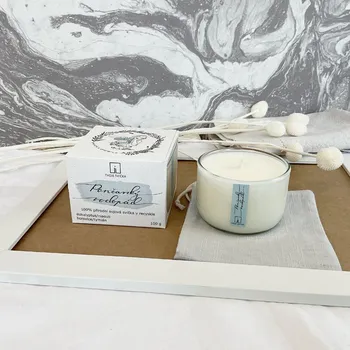 Svíčka Tvoje Svíčka VONNÁ SVÍČKA PANČAVSKÝ VODOPÁD - eukalyptus, niaouli, červený tymián, borovice - recyklované sklo Velikost: 200 g