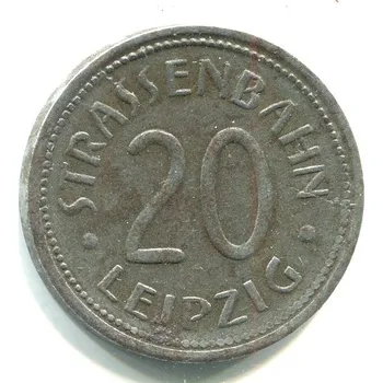 LEIPZIG. 20 Pfennig. Strassenbahn. Prasklé razidlo.