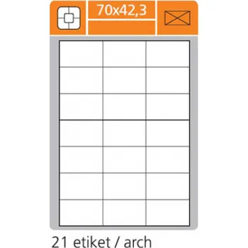 Kancelář Print etikety A4 pro laserový a inkoustový tisk / 30 archů - 70 x 42,3 mm (21 etikety / arch)