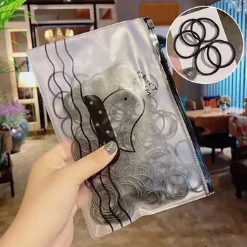 Barevné elastické gumičky do vlasů | vlasové gumičky | dětské doplňky do vlasů 100 ks - černý