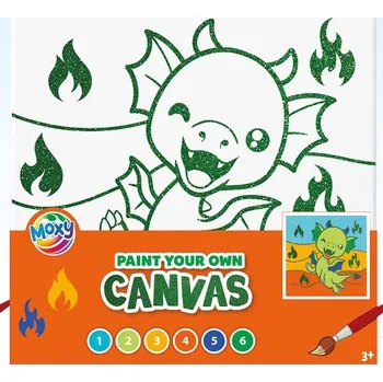 Diamantové malování Grafix Malování na plátno, vodové barvy - dráček, 19,5 x 19,5 cm