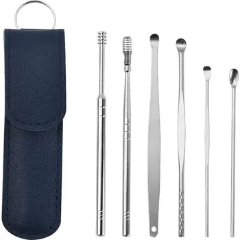 Čistič uší Sada nerezových nástrojů pro čištění uší - modrý