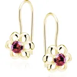 Stříbrné květinkové náušnice GOLD RUBY Ag 925; ≤1,1 g.