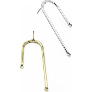 Materiál na výrobu šperku Ocelové náušnice na puzetu 37mm - 1ks+B - Nerez SL / 1Ks