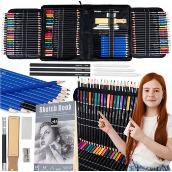 Výtvárné potřeby Umělecká výtvarná sada pro malování kreslení skicování 144 ks