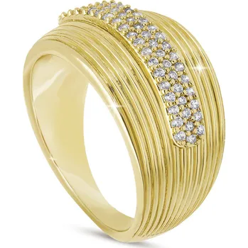Prsten biju Pozlacený prsten 14k, masivní se zirkony 4000462 Velikost prstenu - obvod: 55 mm