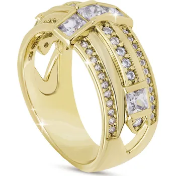 Prsten biju Pozlacený prstýnek 14k, ozdobený zirkony 4000466 Velikost prstenu - obvod: 54 mm