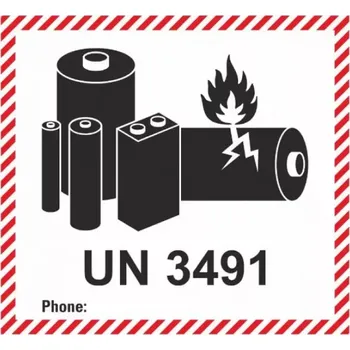 Značení ADR NÁLEPKA SAMOLEPÍCÍ - ZNAČKA PRO LITHIUM-IONTOVÉ BATERIE (10 X 10CM) - UN 3491 OZN. 293491-120
