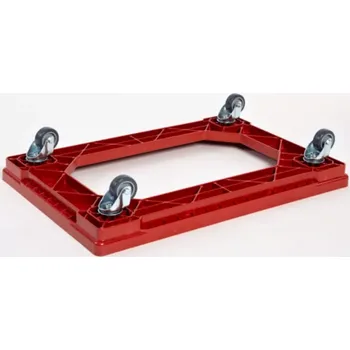 PLASTOVÝ VOZÍK S POLYURETANOVÝMI KOLY O PRŮM. 50 MM, ROZM. 610 X 410 X 95 MM ČERVENÝ, NOSNOST 120KG