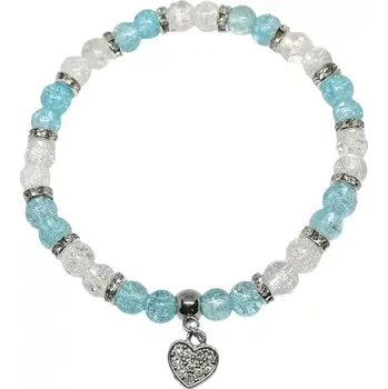 Náramek Luxusní náramek z pukaného křišťálu a srdíčka