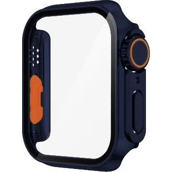 Pouzdro na mobilní telefon Pouzdro ve stylu Watch Ultra s tvrzeným sklem pro Apple Watch 41mm - tmavě modré