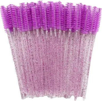 Jednorázové kartáčky na řasy | Kartáček na řasy, Hřebínek na řasy 50 ks - 50ks křišťálově fialové