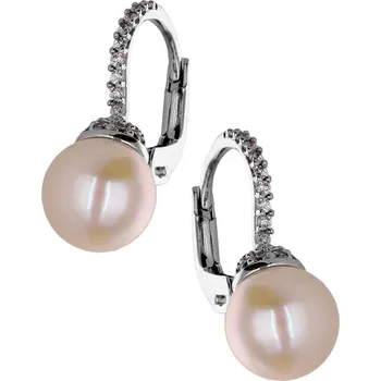 Náušnice Zlaton Náušnice bílé zlato visací kulička se zirkony 1.7cm 2.8g 000651610245