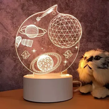 Lampička Dekorace do bytu | LED noční světlo, 3D lampa - 33,USB teplé světlo