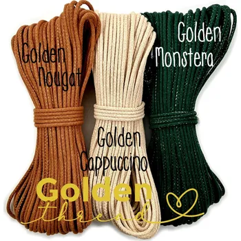 Příze VEĽKÁvlna VEL'KÁ vlna šňůry na šití 6mm Monstera se zlatou nitkou