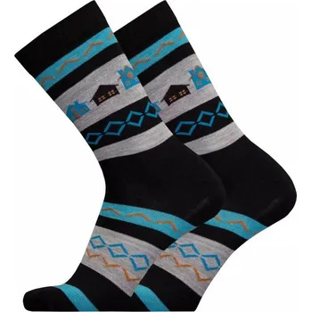 Pánské ponožky Merino ponožky domečky 39-42 černé