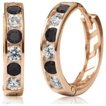 Šperk Couple, Kruhové náušnice Elaxi, růžové zlato s&nbsp;černými zirkony, 585-66-3-0380.4C00.0.14.109.61