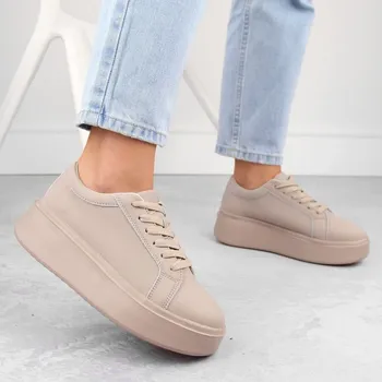 Dámské polobotky Dámská sportovní obuv na platformě W SP024 SK450A Béžová - Sergio Leone béžová 37