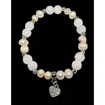 Náramek Perlový luxusní náramek s pukaným křišťálem