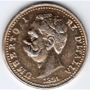 Sběratelství 22 - ITÁLIE. Umberto I. 100 lire 1891. Kopie, eloxovaný hliník.