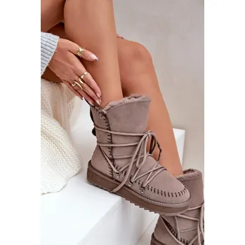 Dámská zimní obuv Dámské Sněhule Z Přírodní Semiše D.Franklin DFSH375004 Taupe Barva: Béžová, Velikost: 40