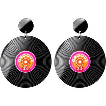 Karnevalový doplněk Retro náušnice vinylové desky