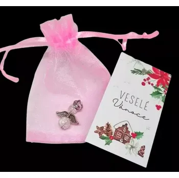 Vánoční dekorace Vánočně balený křišťálový anděl pro štěstí plus kartička vánoční