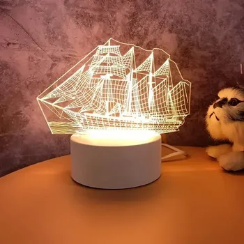 Lampička Dekorace do bytu | LED noční světlo, 3D lampa - 14,USB teplé světlo
