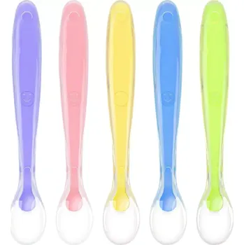 Měkká silikonová učící lžička - RŮŽOVÁ (Značka: VICLOON)