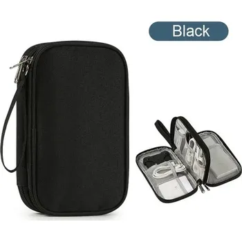 Cestovní taška Cestovní digitální organizér pro kabely a sluchátka | úložná taška, cestovní pouzdro - černá