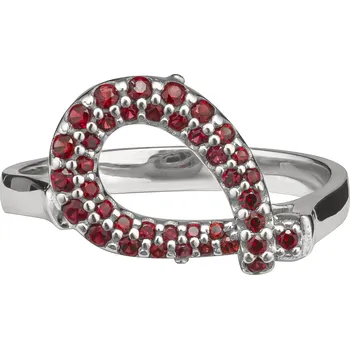 Prsten Stříbrný prsten s českým granátem, rhodiovaný - kapka Velikost: 50